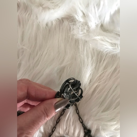 CHATELAINE Antique 1800’s Silver Brooch~hallmarks stamped~European in origin - Picture 15 of 16